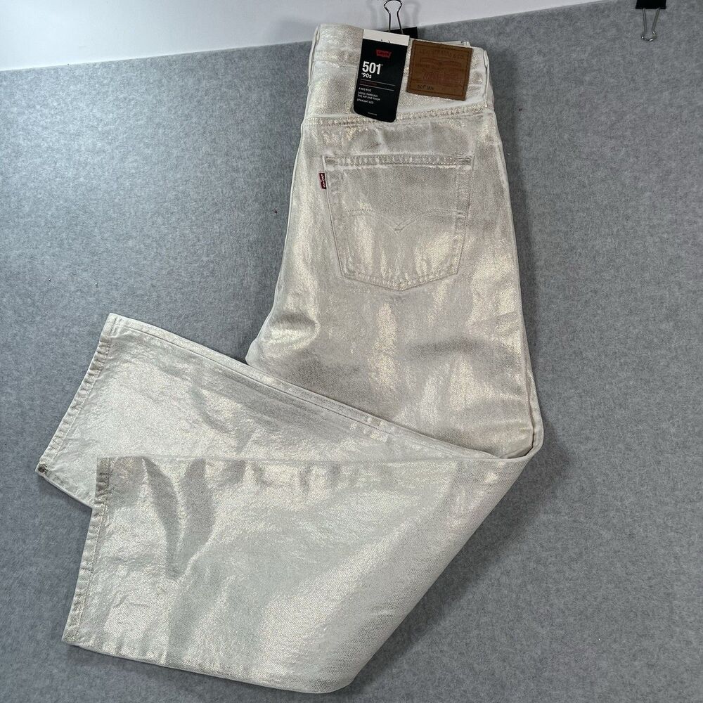 LEVI’S Gold beige Coated 501 '90S Women's Jeans NEW 32x30 actual 34x29.5"